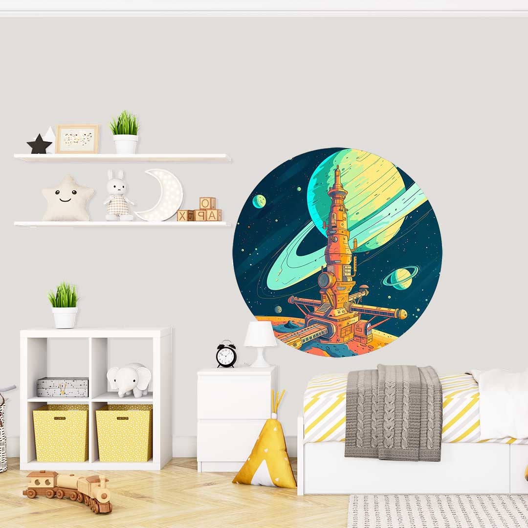 Okrągła Fototapeta Kosmiczna Stacja Badawcza