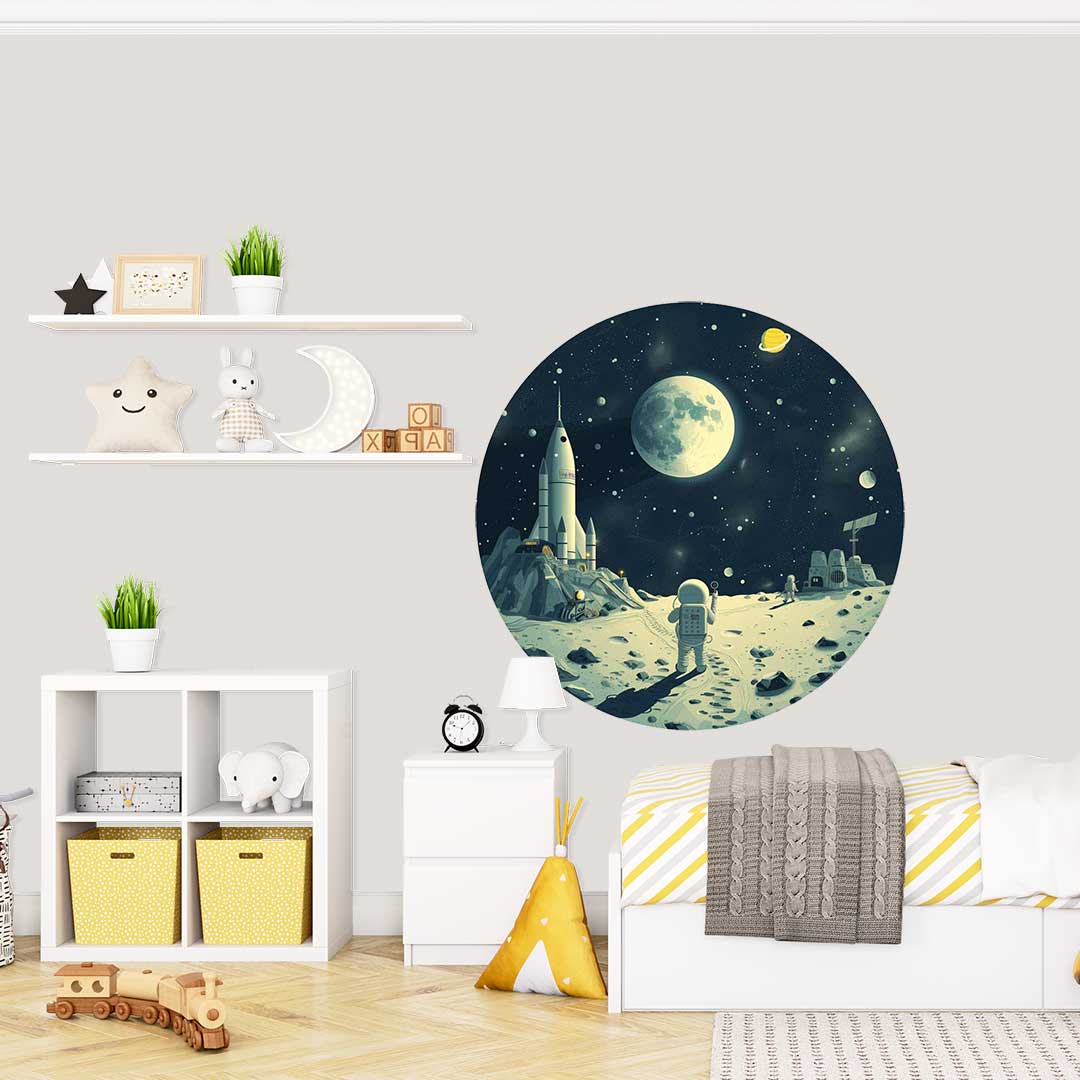 Okrągła Fototapeta Księżycowa Baza Kosmiczna