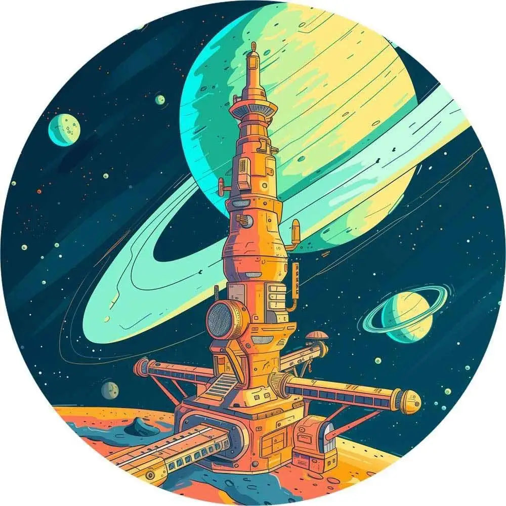 Okrągła Fototapeta Kosmiczna Stacja Badawcza.