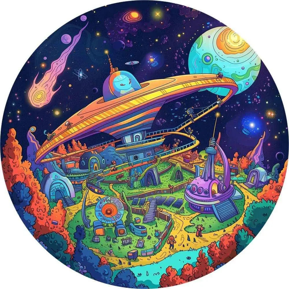 Okrągła Fototapeta Kosmiczne Metropolis.