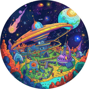 Okrągła Fototapeta Kosmiczne Metropolis.