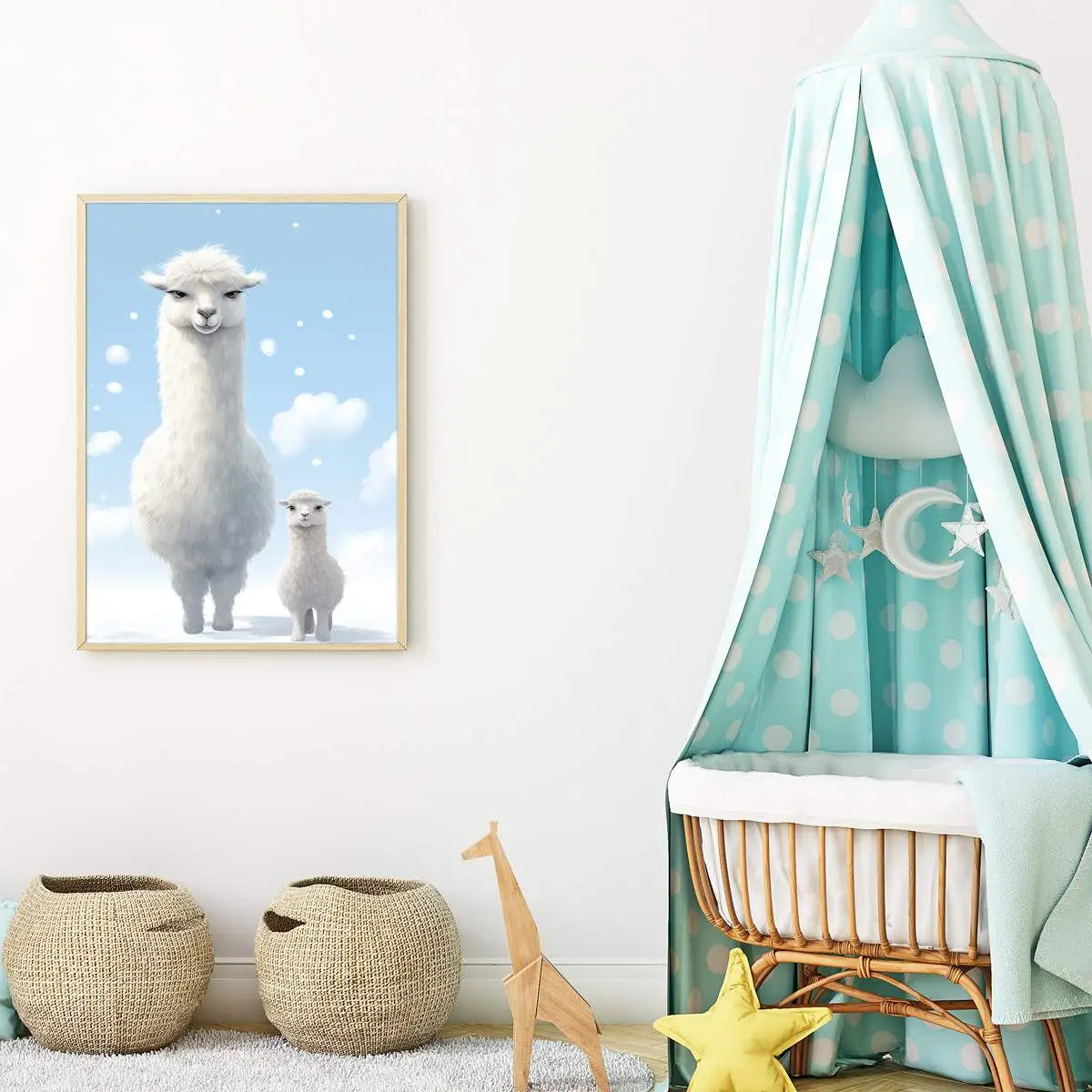 Plakat Alpaka z Młodą Alpaką.