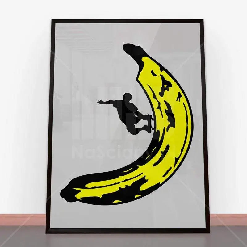 Framed Plakat Banana Skateboard art ideal for młodzieżowe plakaty and stylish decor
