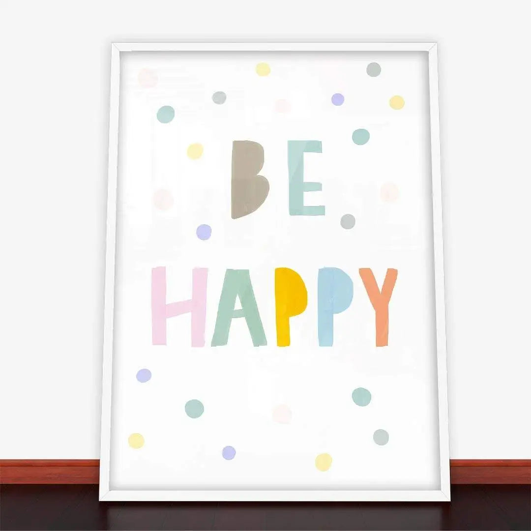 Framed Plakat Be Happy Color art print with a stylish ramę plakatową