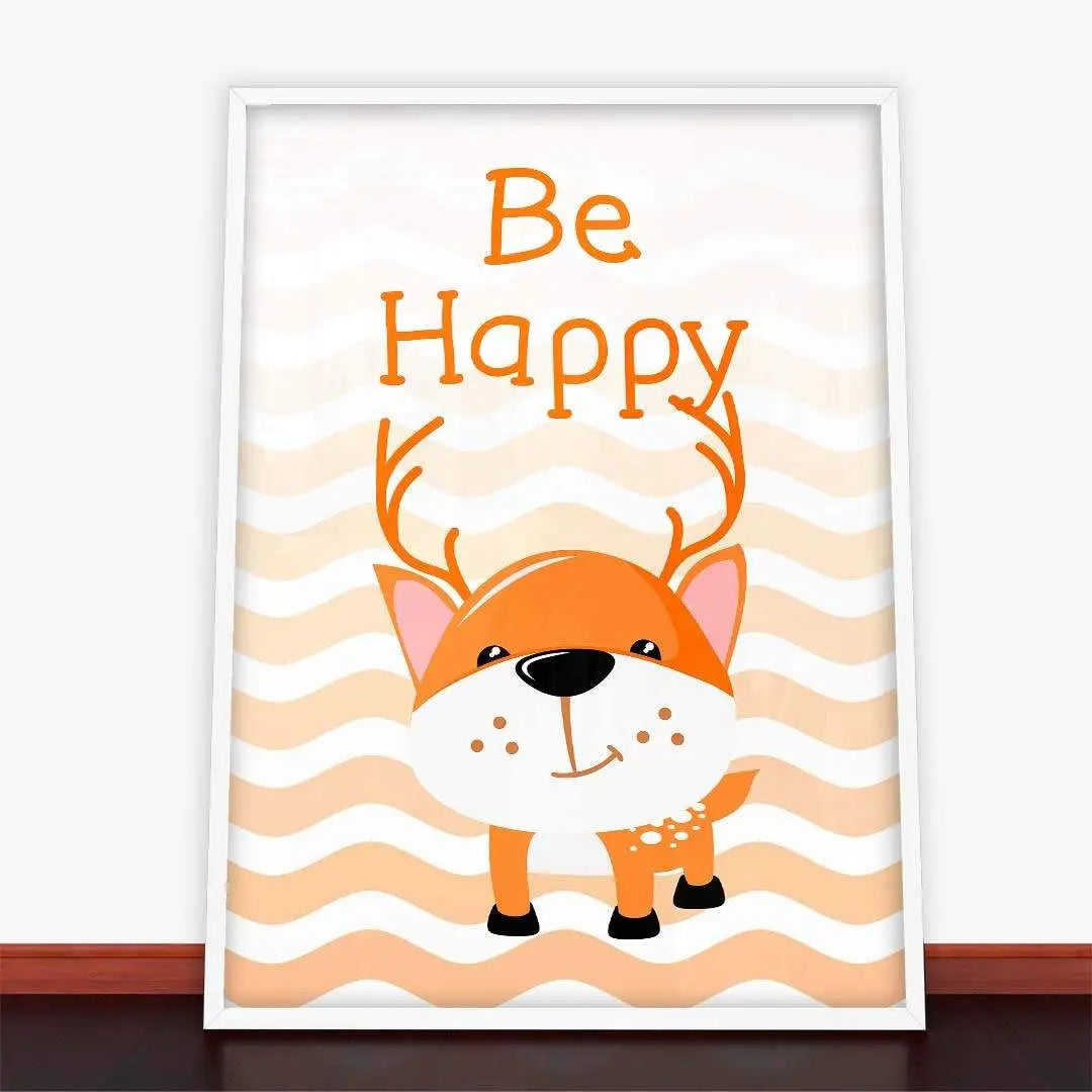 Framed cartoon deer print from Plakat Be Happy z ramą plakatową