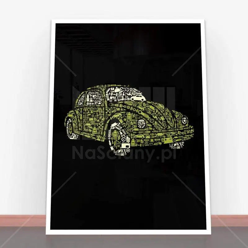 Framed Volkswagen Beetle art in a stylish ramę plakatową for Plakat Beetle