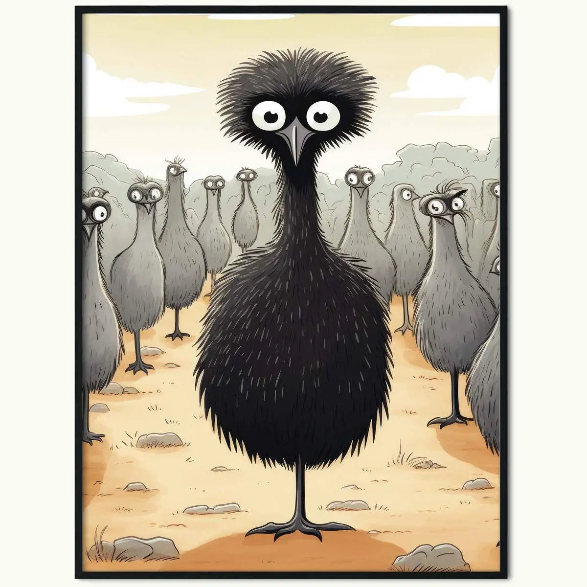 Plakat Czarny Struś Emu.