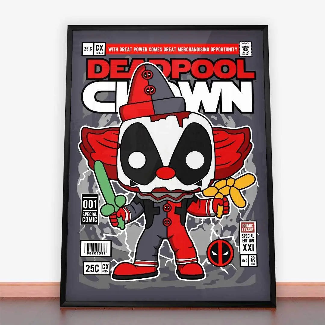 Obrazek sztuki komiksowej w ramie Deadpool Clown w produkcie Plakat Deadpool Clown