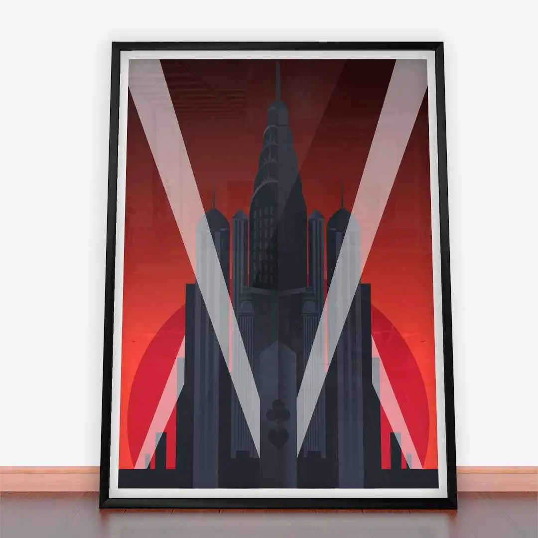 Plakat Drapacze chmur w stylu Art deco.