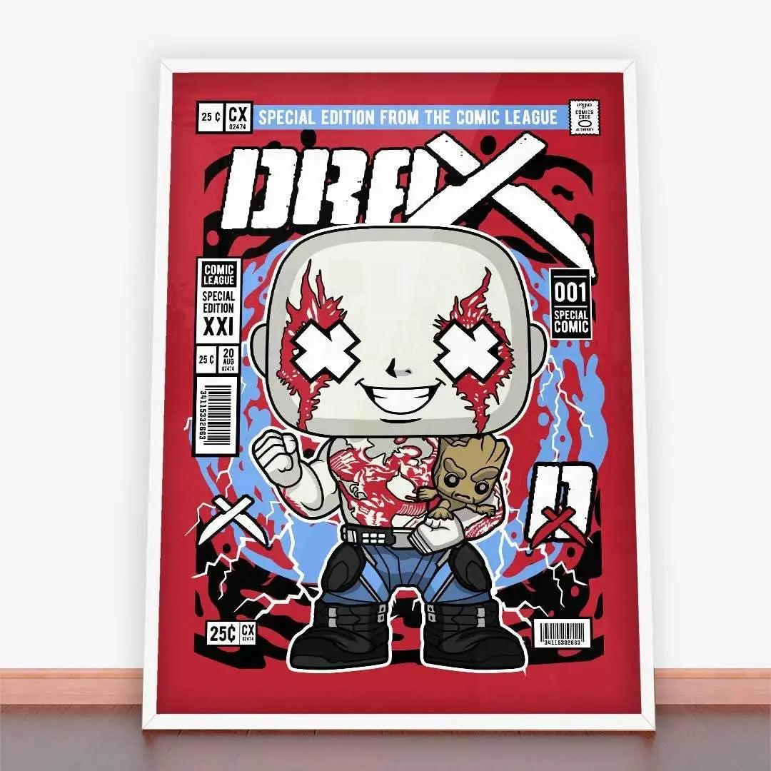 Framed comic book art print Plakat Drax z Grootem idealny do plakaty młodzieżowe