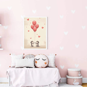 Plakat Dwie Małe Małpki z Balonami.