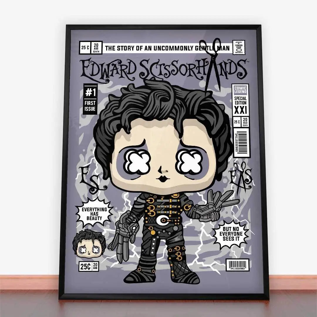 Framed Edward Scissorhands comic book art from Plakat Edward Nożycoręki dla młodzieży