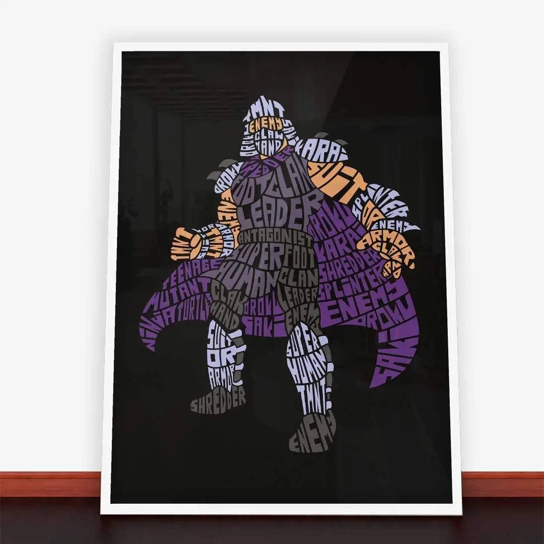 Plakat Foot Clan Leader przedstawiający Shreddera w kreatywnej grafice mladzieżowej