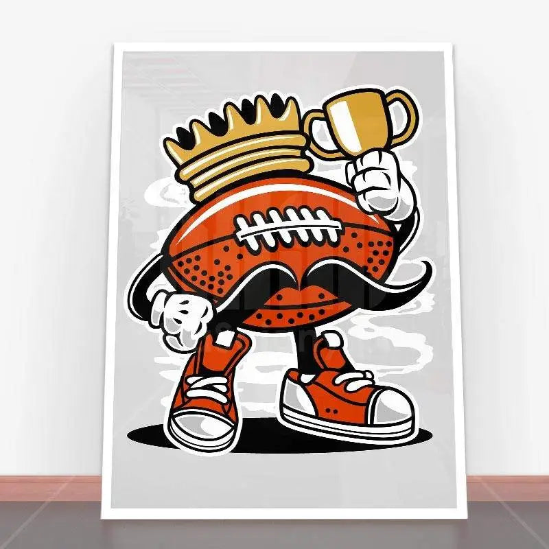 Kartoon Król Piłki nożnej w Plakacie Football King z ramą plakatową