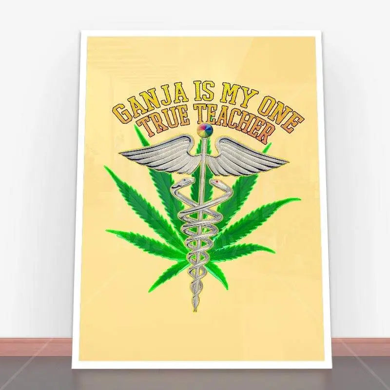 Framowany plakat ganja w ramie plakatowej, idealny do pokoju młodzieżowego