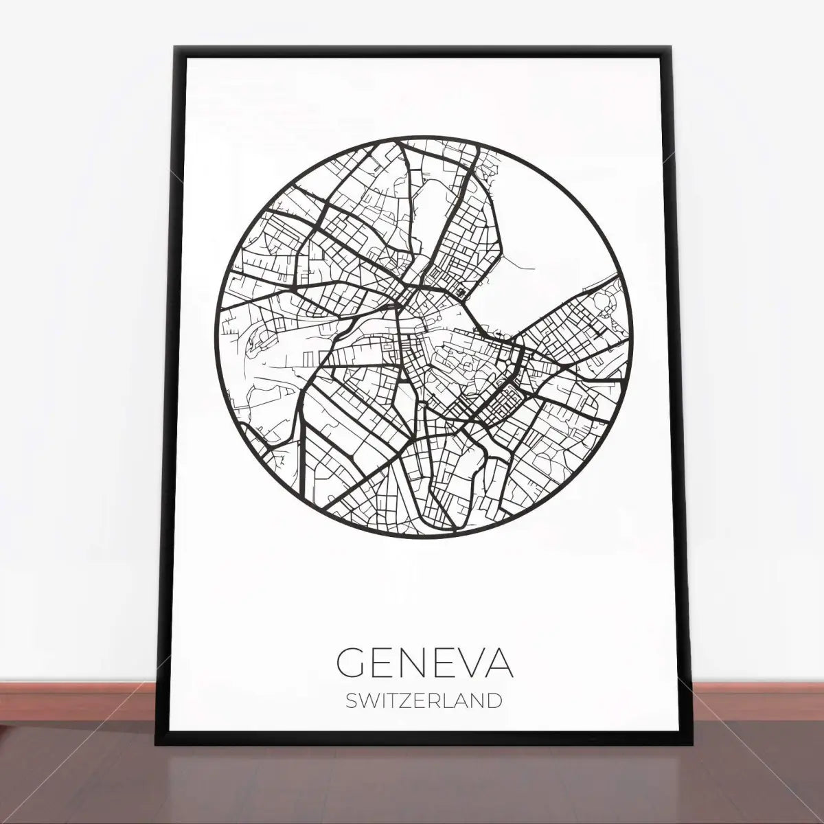 Plakat Genewa mapa.