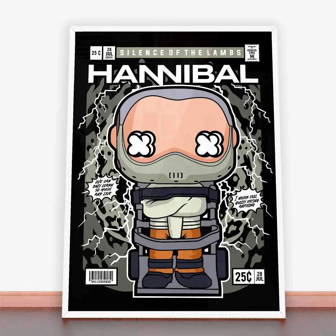 Plakat Hannibal Lecter w stylu komiksowym z motywem Milczenie Owiec