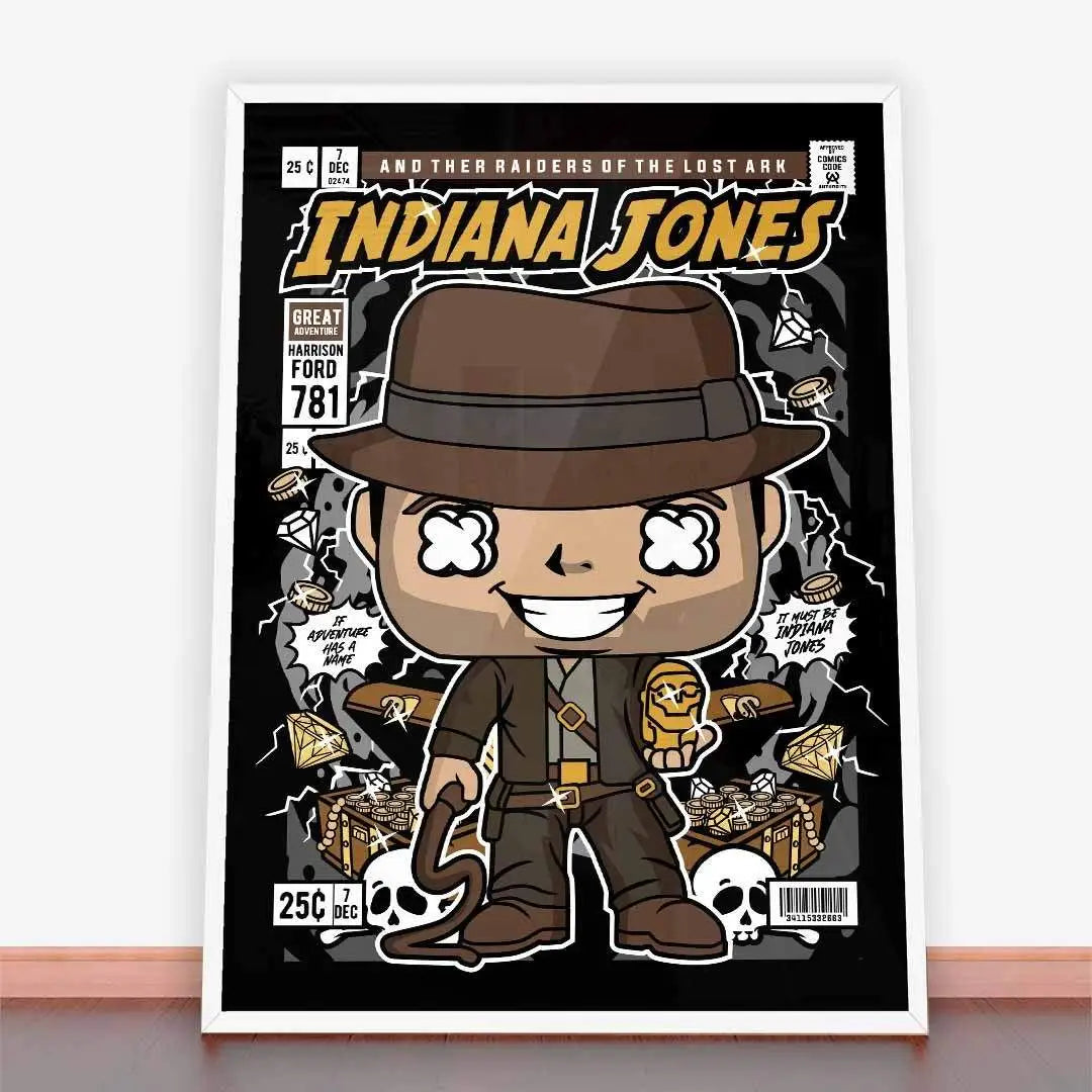Framowany plakat Indiana Jones z okładką komiksu przyciągającego wzrok