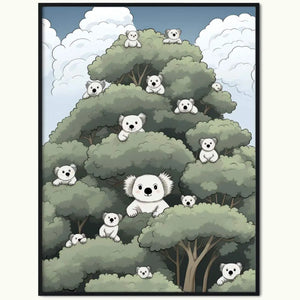 Plakat Koale na Drzewie.