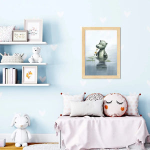 Plakat Krokodyl z Kwiatkami w Wodzie.