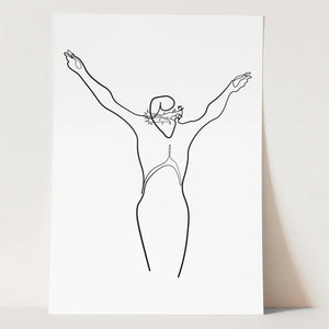 Minimalist line art of Jesus on the cross for Plakat Krzyż i Korona Cierniowa