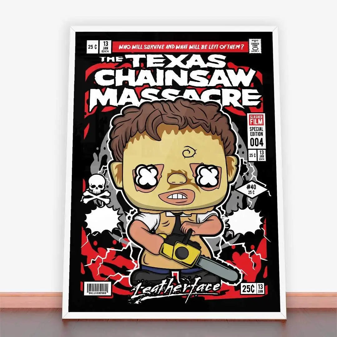 Framowany plakat Texas Chainsaw Massacre w Plakat Leatherfaceer z ramą plakatową