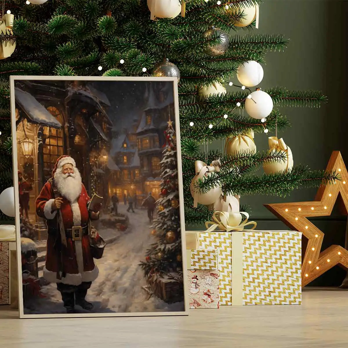 Plakat Mikołaj w Świątecznym Miasteczku.