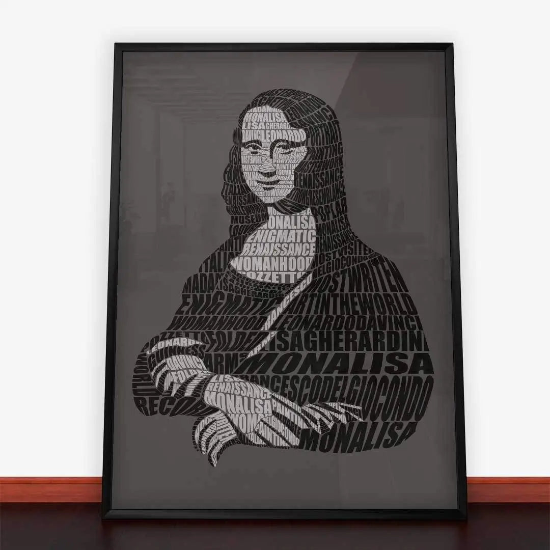 Framed Mona Lisa word art from Plakat Mona Lisa, ideal for plakaty młodzieżowe