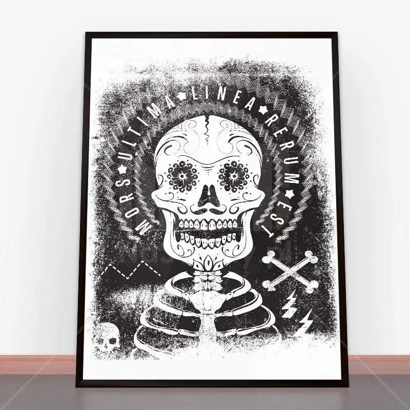 Framed skull art in Plakat Mors with ramę plakatową, idealne do plakaty czarno-białe