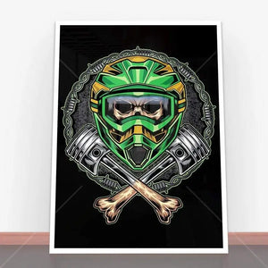 Framed skull in motocross helmet for Plakat Motocross Skull, ideal for plakaty młodzieżowe
