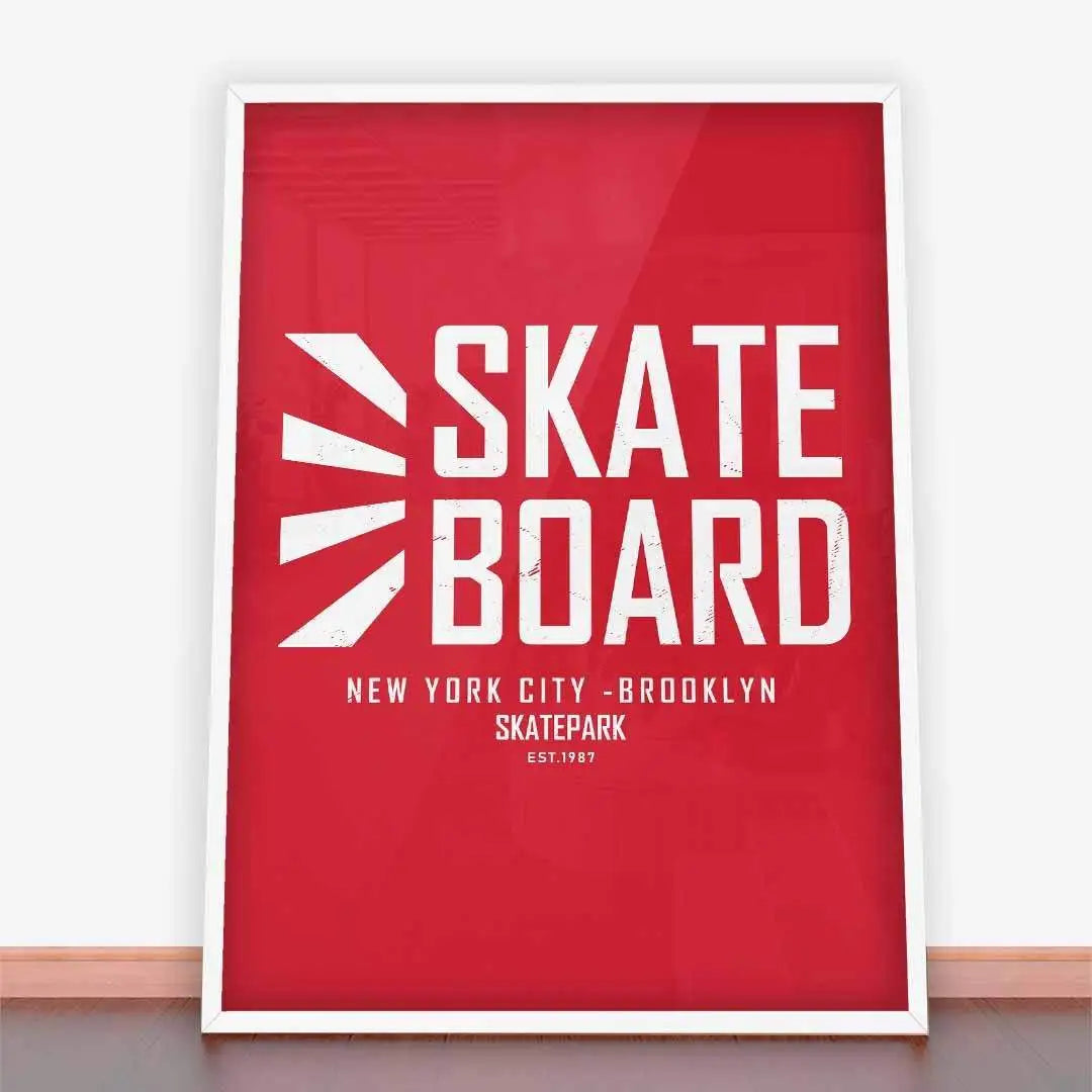 Framed skateboard poster of Plakat New York City, Brooklyn Skatepark for skateboarding fans