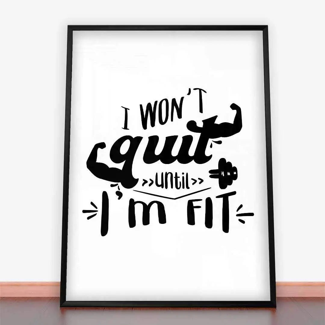 Framed motivational fitness poster Plakat Nie Zrezygnuję, Dopóki Nie Będę Fit