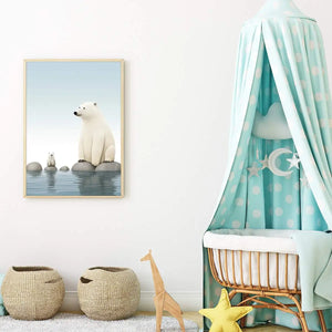 Plakat Niedźwiedź Polarny i Mały Niedźwiadek.