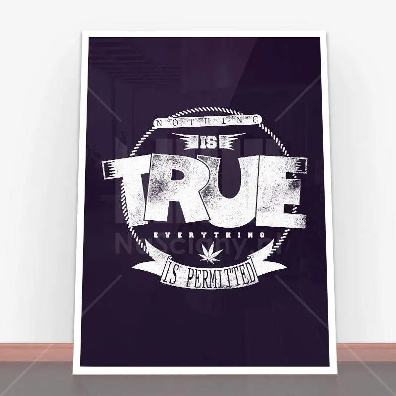 Plakat Nothing is True w ramie z tekstem Nothing is True, Everything is Permitted