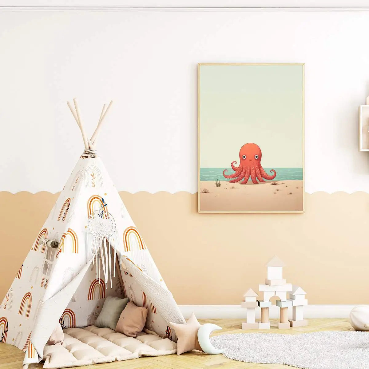 Plakat Ośmiornica na Plaży.