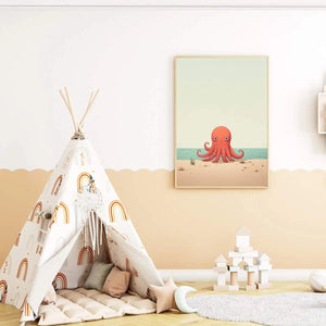 Plakat Ośmiornica na Plaży.