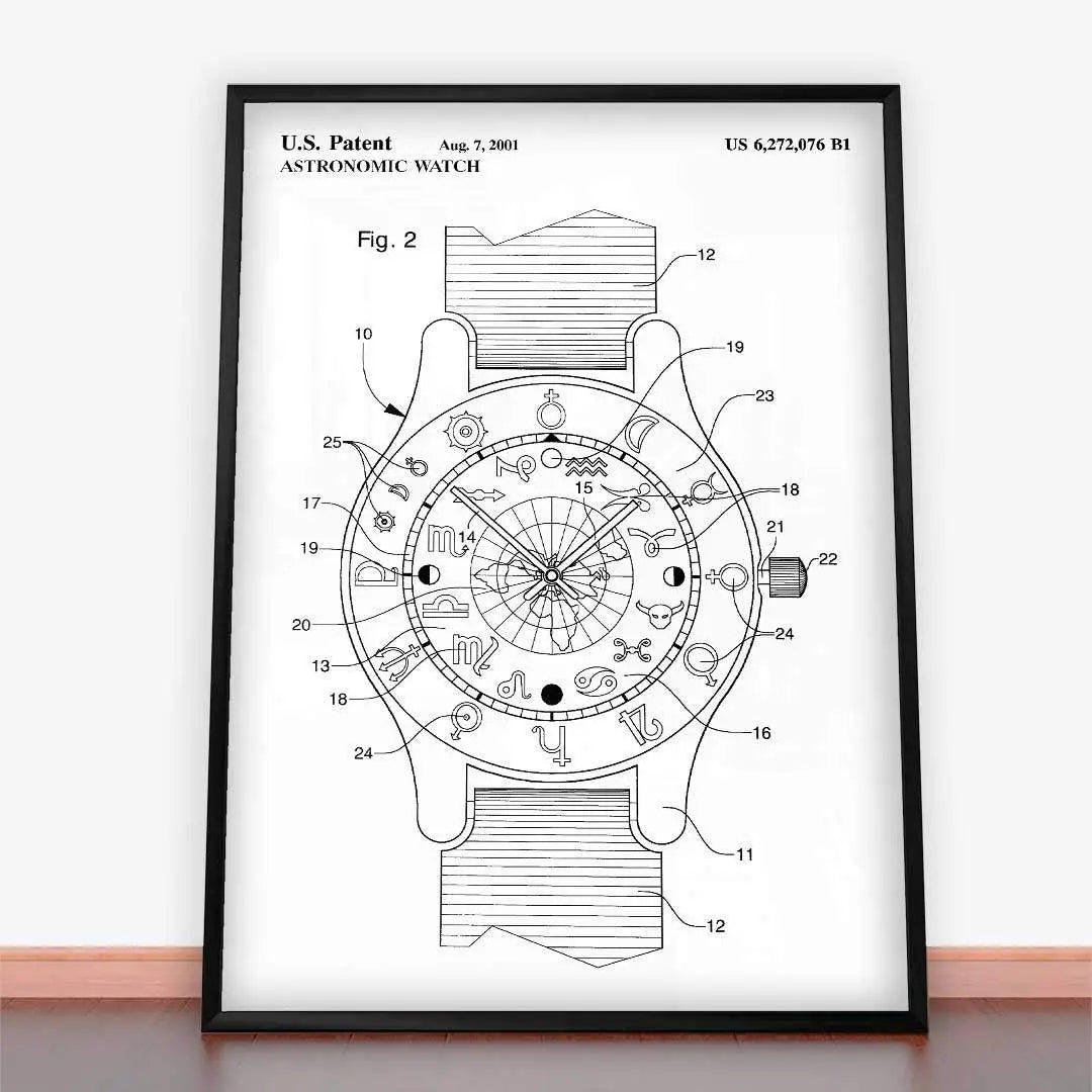 Plakat Patent Zegarek Astronomiczny.