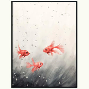 Plakat Pływające Czerwone Rybki.