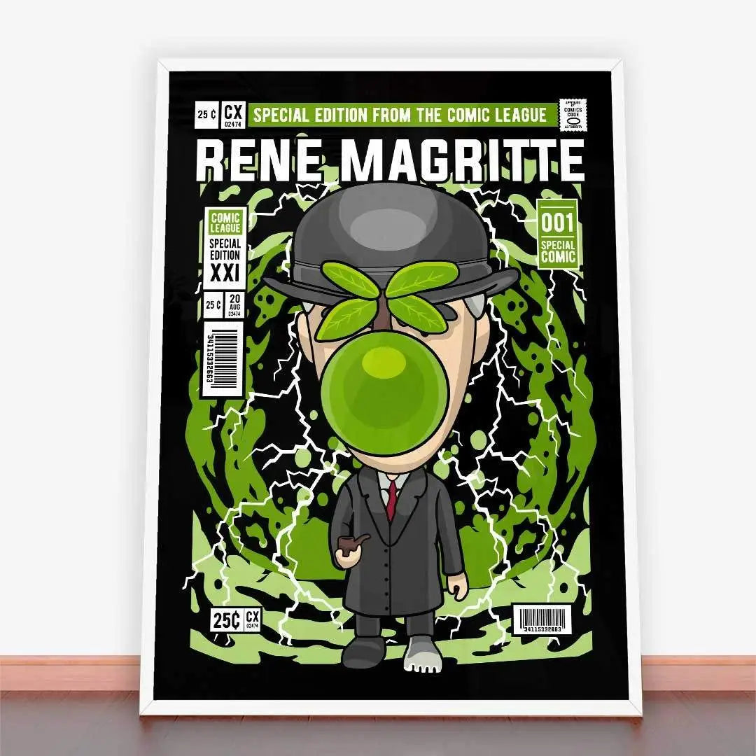 Framed Rene Magritte comic book cover art for Plakat Rene Magritte collection