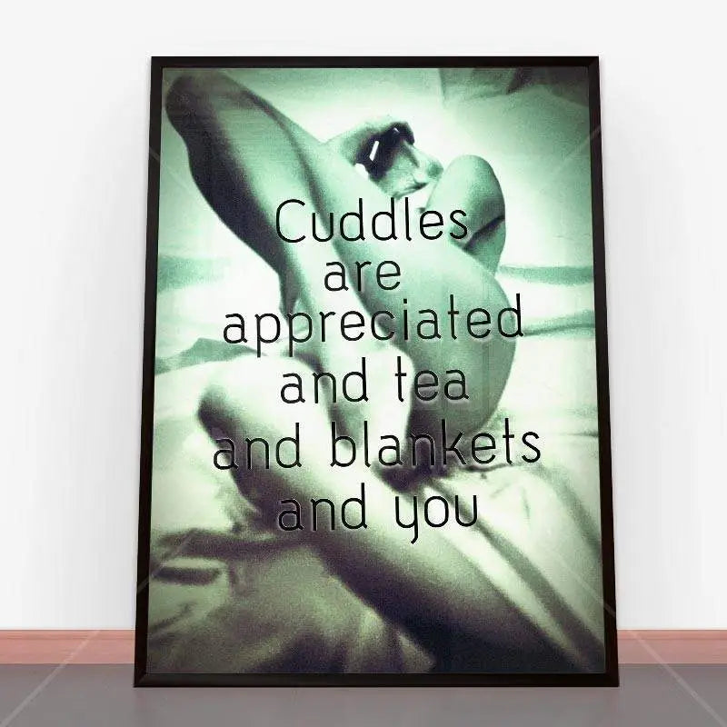 Framed Cuddles are Appreciated print from Plakat Serious Stuff for stylish decor