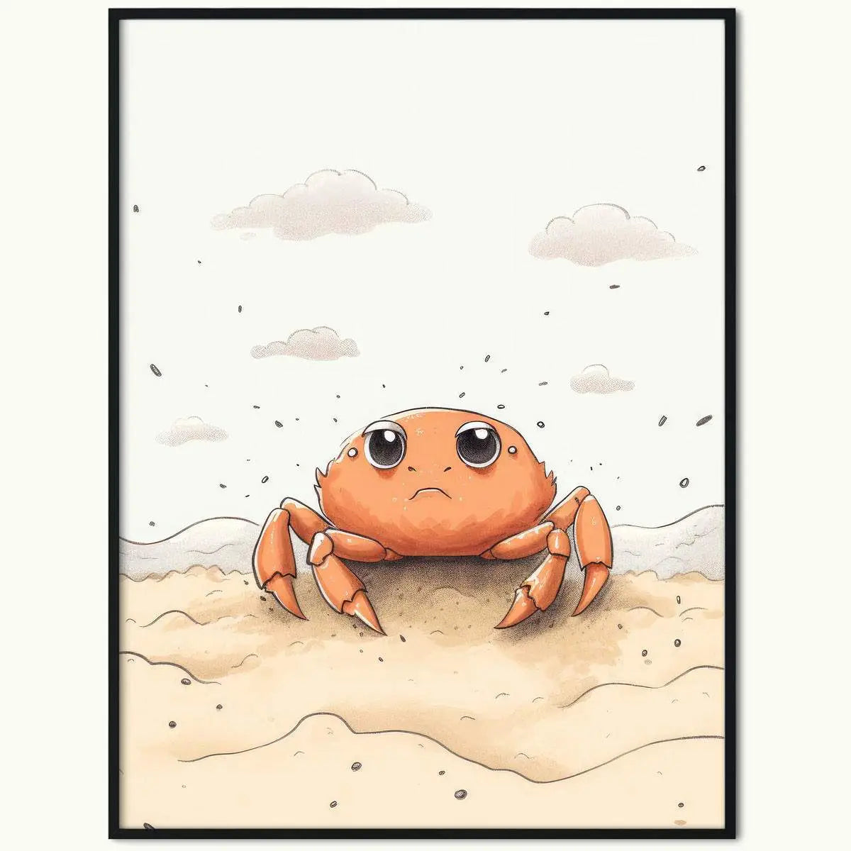 Smutny krab z wielkimi oczami na plakacie Smutny Krab na Plaży