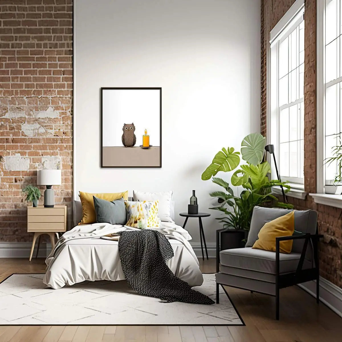 Plakat Sowa przy Świecy.