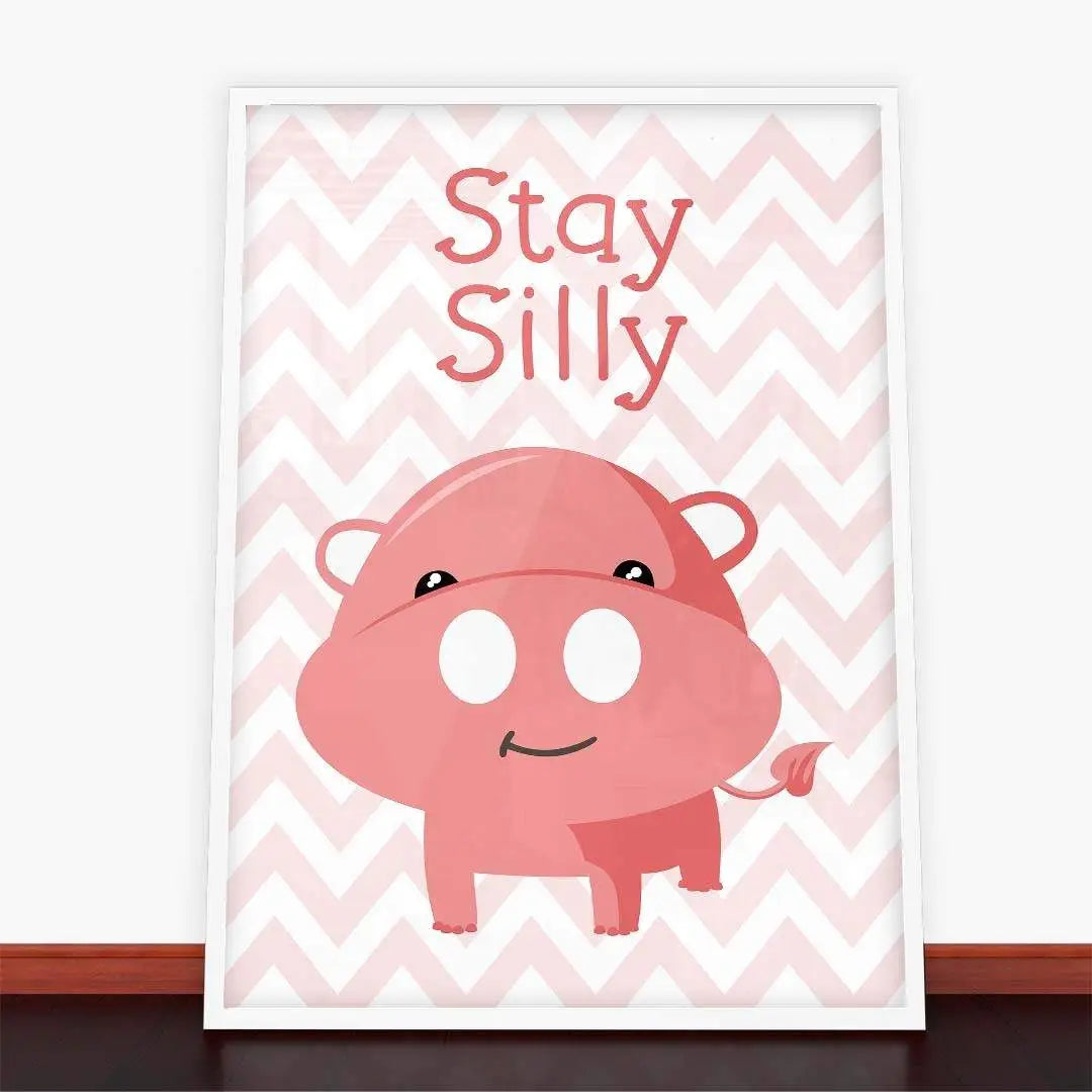 Framed hippo art from Plakat Stay Silly, adding fun and whimsy to any space