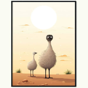 Plakat Strusie o Zachodzie Słońca.