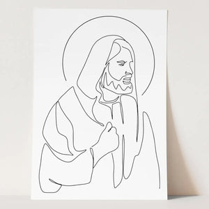 Linia rysunek Jezusa w plakacie Święte Oblicze do dekoracji wnętrz
