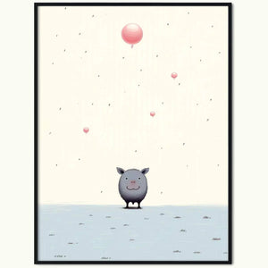 Plakat Świnka w ramce z balonikami idealny do pokoju twojego dziecka