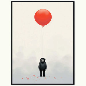 Plakat Szympans z Czerwonym Balonem.