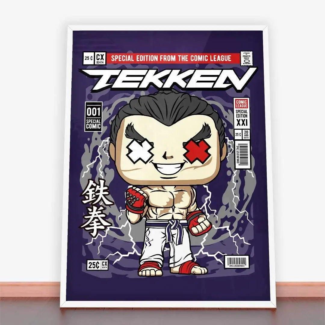 Plakat Tekken z okładką komiksu, idealny do ramy plakatowej