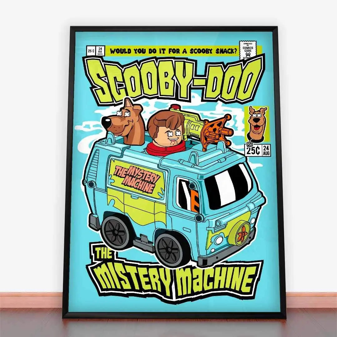 Framed Scooby-Doo comic book cover art w Plakacie Tajemnicy Maszyny