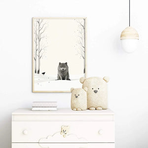 Plakat Wilk w Lesie.